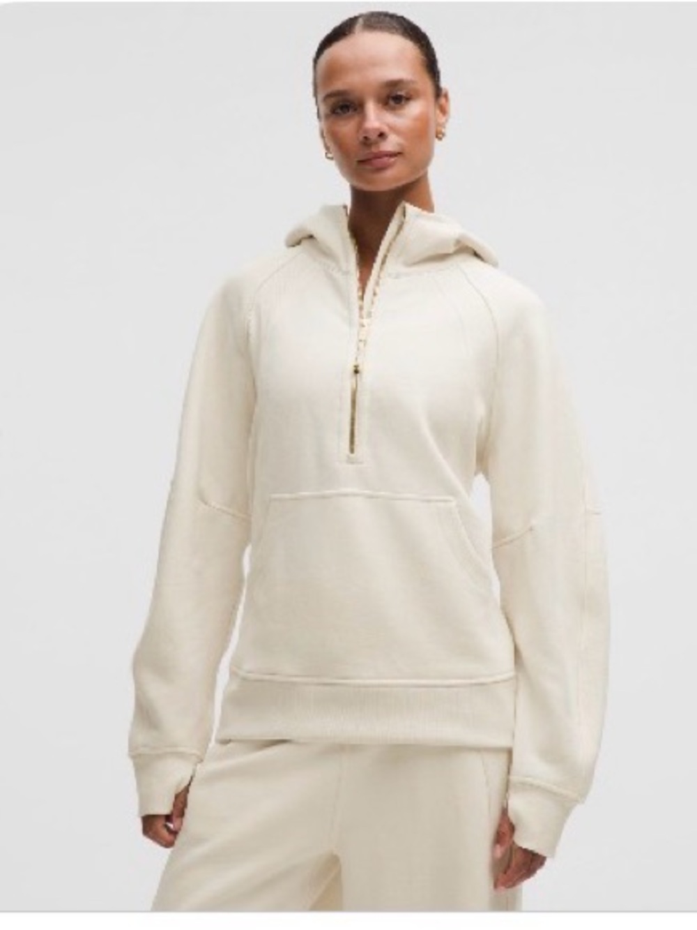 NWT lululemon athletica Scuba oversized Half-zip Hoodie Long - Light Ivory/Gold